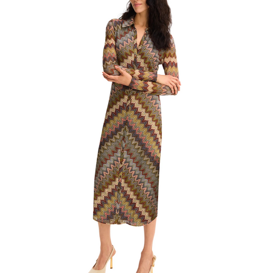 HOLMS DRESS OLIVE CHEVRON