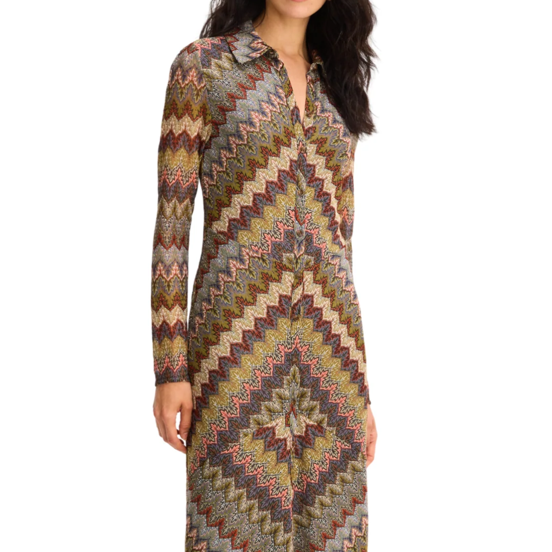 HOLMS DRESS OLIVE CHEVRON