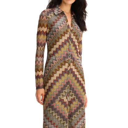 HOLMS DRESS OLIVE CHEVRON