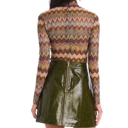 CONNER KNIT TOP OLIVE CHEVRON