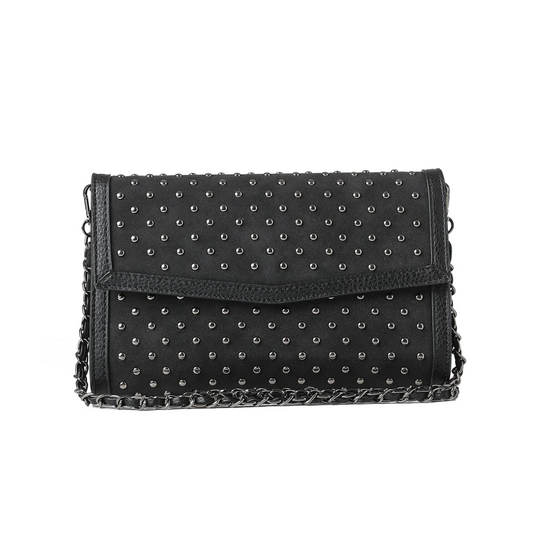 BETH ENVELOPE CLUTCH BLACK STUD