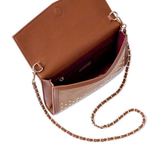 BETH ENVELOPE CLUTCH SADDLE STUD