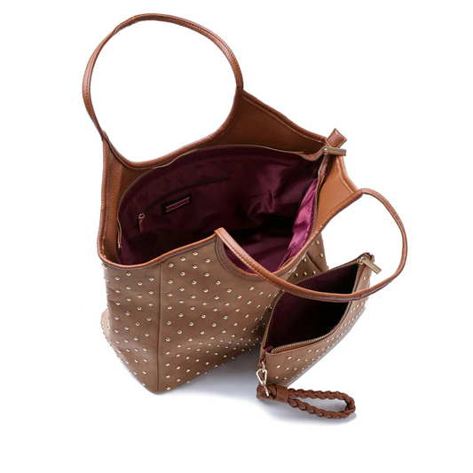 ISLA STUDDED TOTE SADDLE