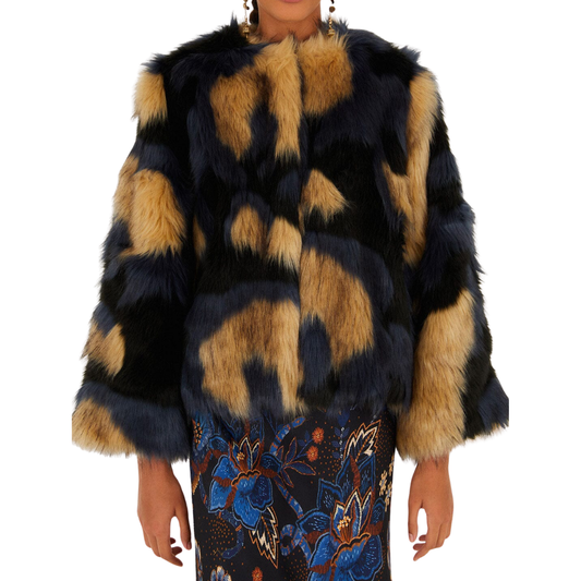 FUR COAT MULTICOLOR BLUE