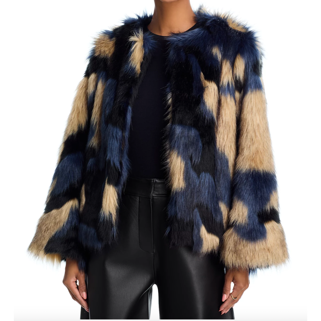 FUR COAT MULTICOLOR BLUE