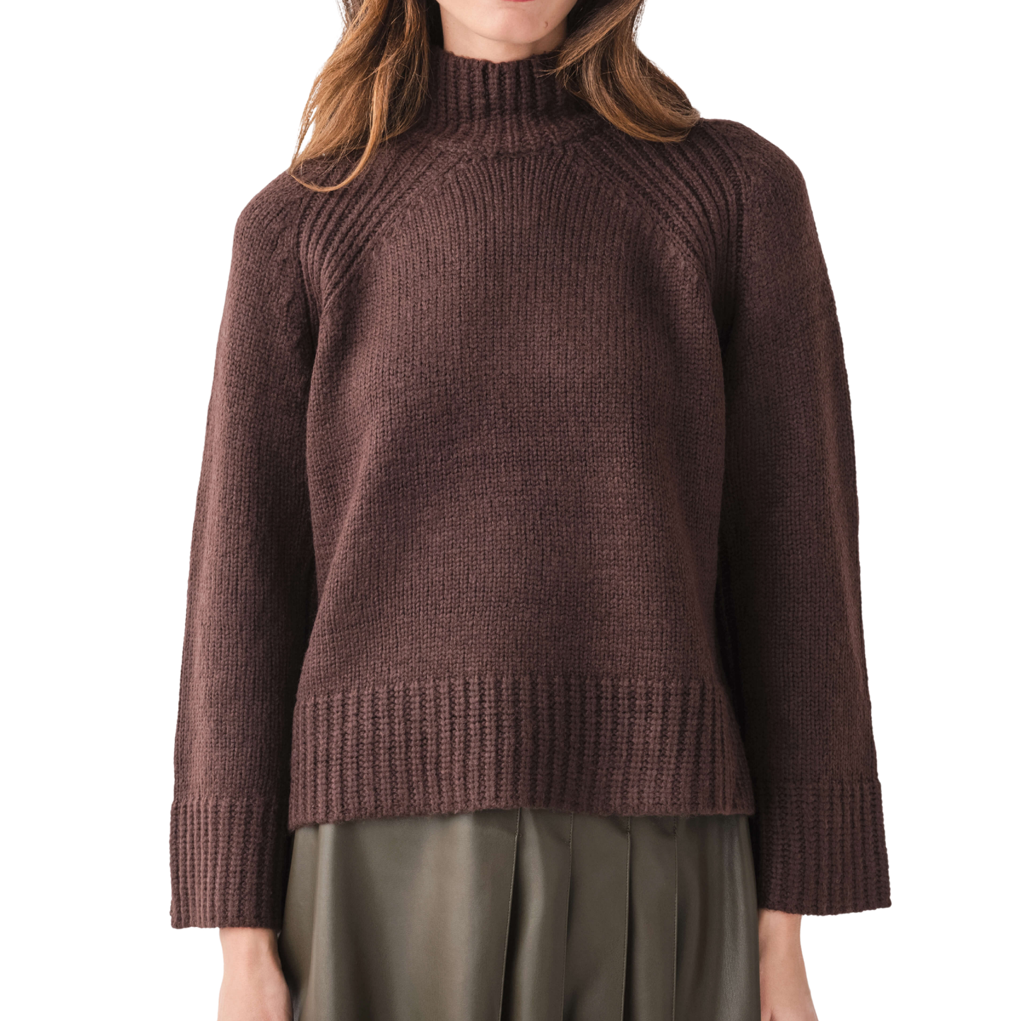EMERGE FUNNEL NECK SWEATER CHOCOLATE CHERRY