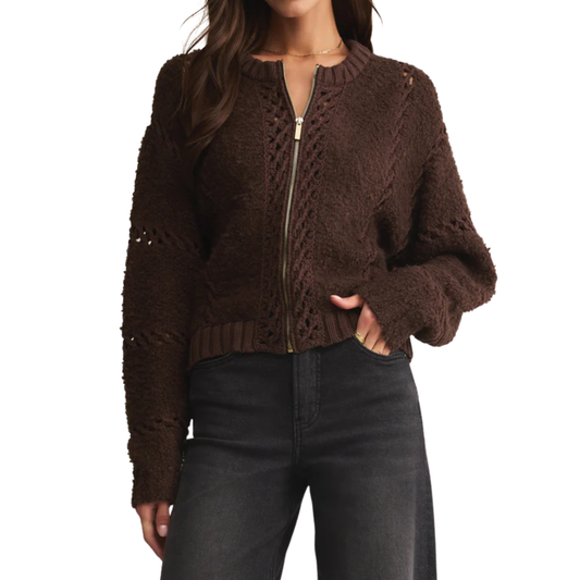 SUNDANCE SWEATER JACKET CHOCOLATE CHERRY