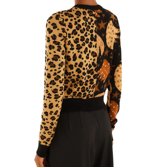 BANANA LEOPARD MIXED CARDIGAN