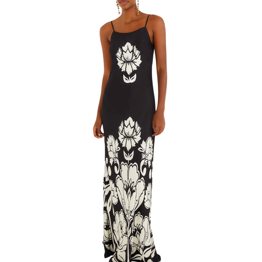 FLORAL ARABESQUE SLIP MAXI DRESS