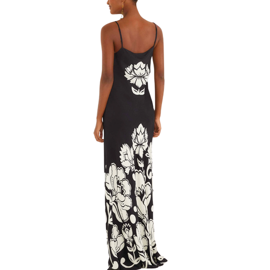 FLORAL ARABESQUE SLIP MAXI DRESS