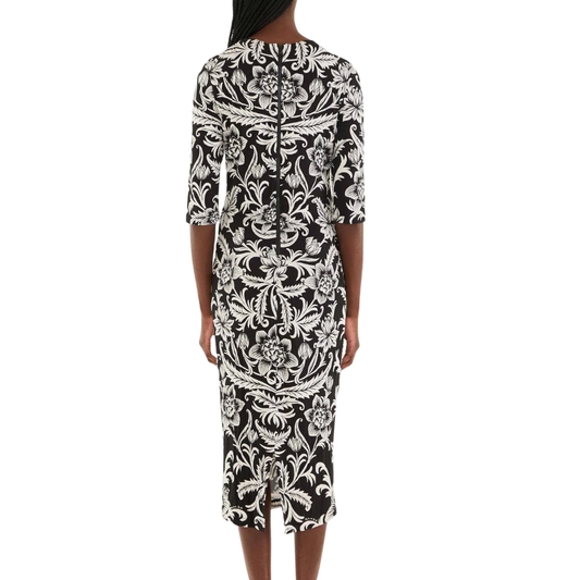 LISBON BLACK JERSEY MIDI DRESS