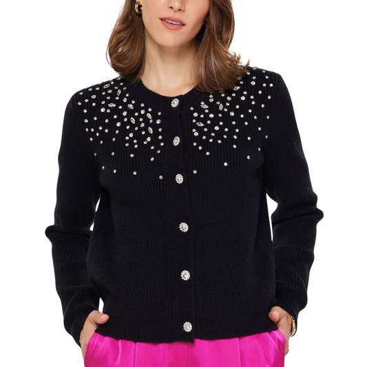 RHINESTONE CARDIGAN BLACK