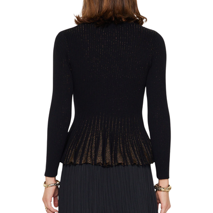 RUFFLE HEM SWEATER BLACK/GOLD