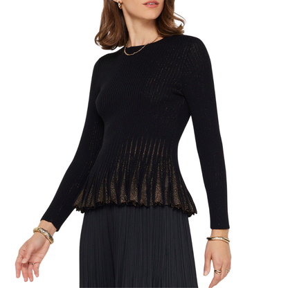 RUFFLE HEM SWEATER BLACK/GOLD