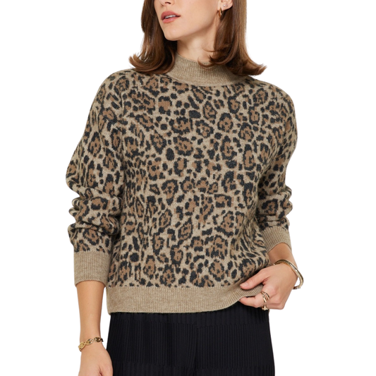 MOCK NECK SWEATER LEOPARD