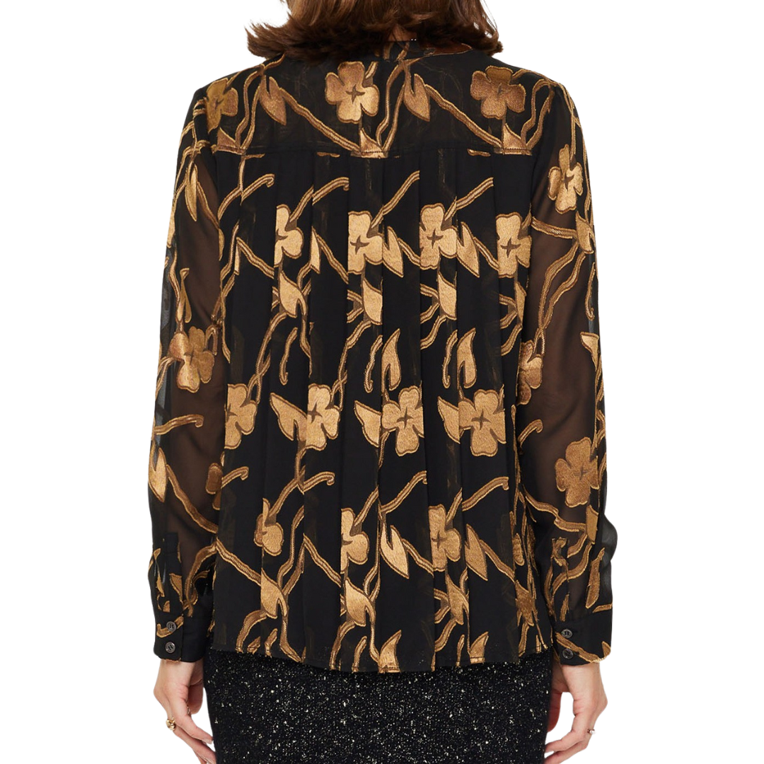 FLORAL JACQUARD TOP GOLD
