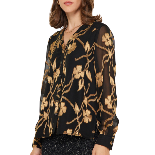 FLORAL JACQUARD TOP GOLD