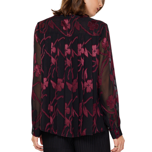 FLORAL JACQUARD TOP WINE