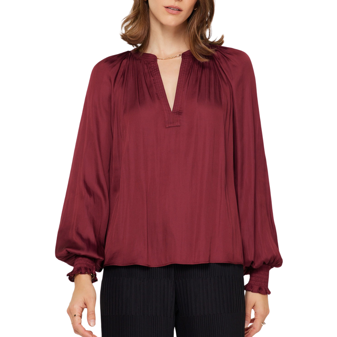 SMOCKED TOP BURGUNDY