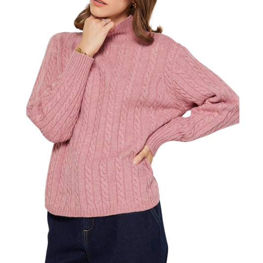 CABLE SWEATER CLAY PINK