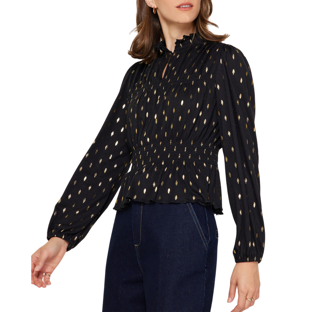 PEPLUM BLOUSE BLACK GOLD