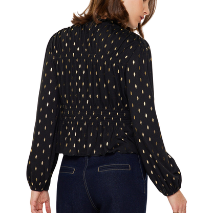 PEPLUM BLOUSE BLACK GOLD
