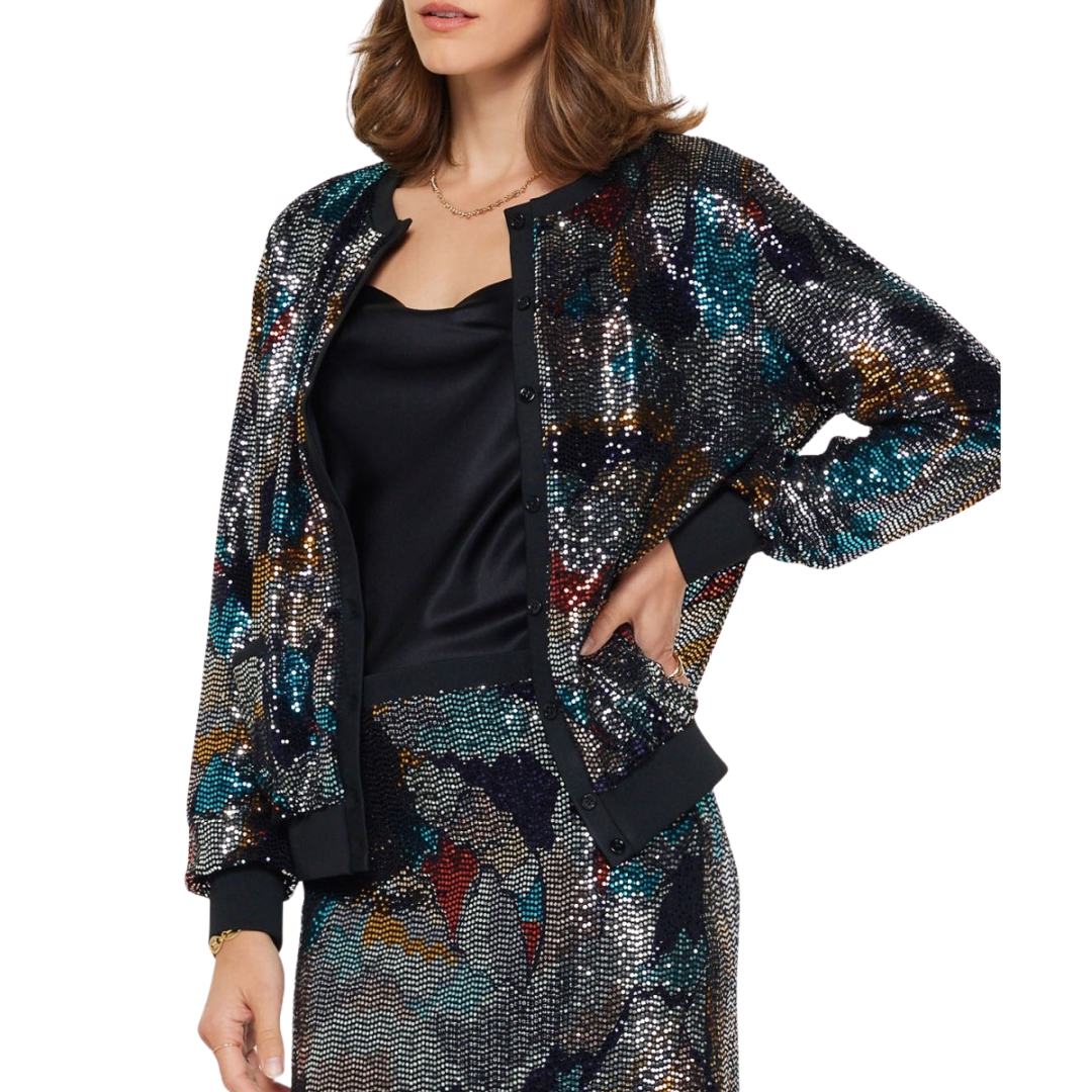 LONG SLEEVE METALLIC CARDIGAN