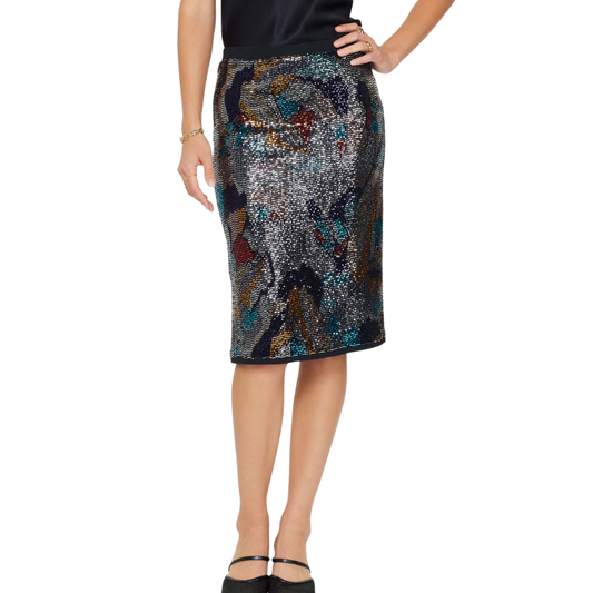 RIBBED HEM METALLIC SKIRT