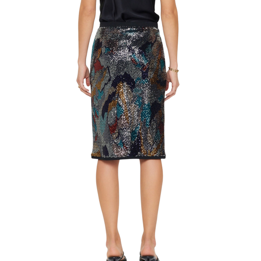 RIBBED HEM METALLIC SKIRT