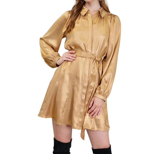 METALLIC MINI DRESS GOLD