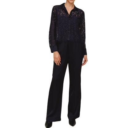 LACE CONTRAST BUTTON DOWN MIDNIGHT