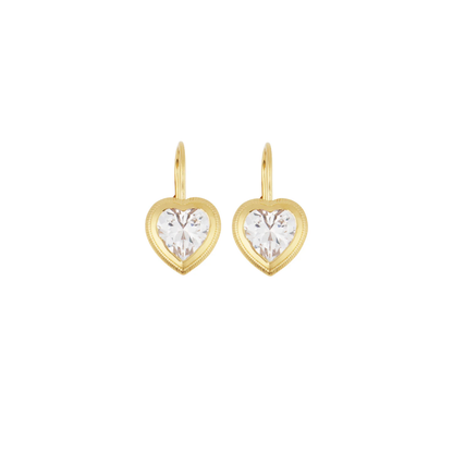 BEZEL HEART DROP EARRING