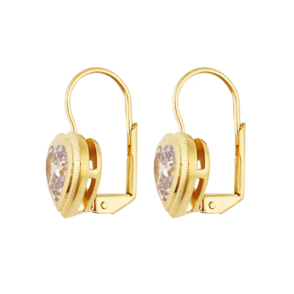 BEZEL HEART DROP EARRING