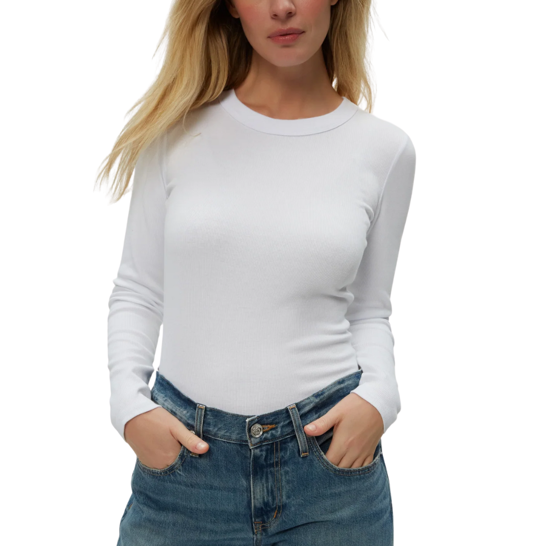 LONG SLEEVE ZOLA CREW TEE WHITE