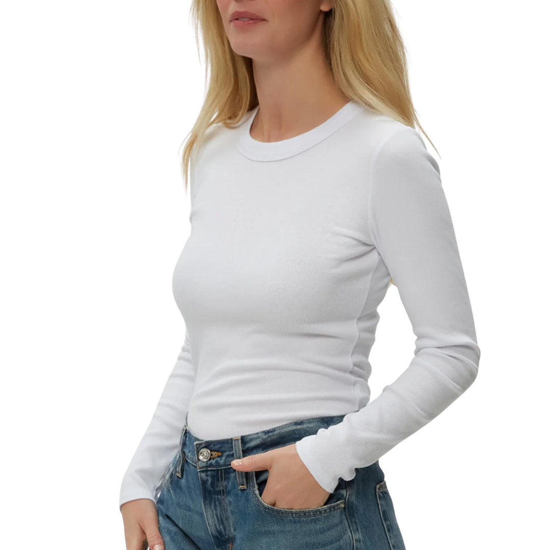 LONG SLEEVE ZOLA CREW TEE WHITE