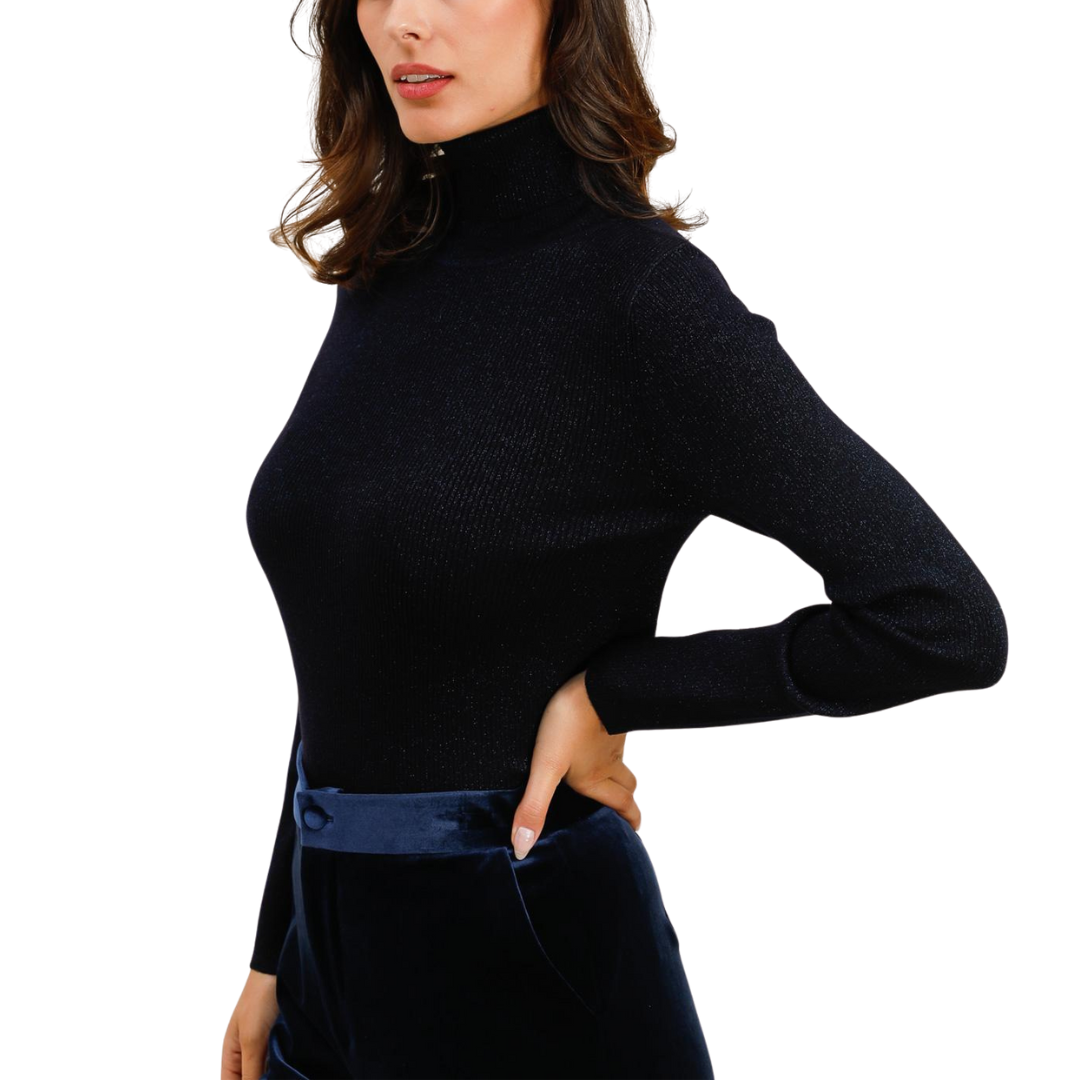 RIBBED TURTLENECK SWEATER NAVY