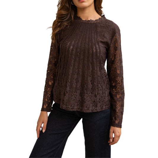 LACE BLOUSE CHOCOLATE