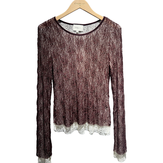 2 IN 1 TWO TONE LACE SHIRT BORDEAUX