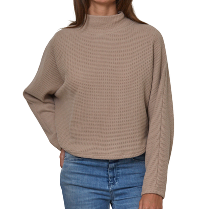 MOCK NECK LONG SLEEVE TOP LATTE