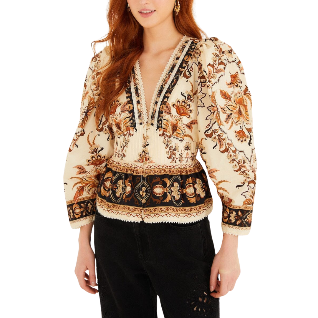 MAJESTIC GARDEN SAND BLOUSE SAND