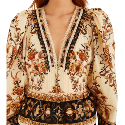 MAJESTIC GARDEN SAND BLOUSE SAND