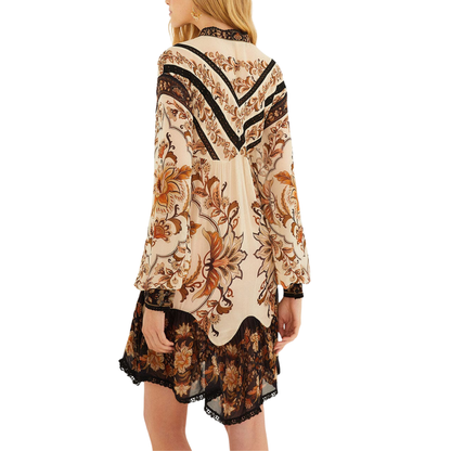 MAJESTIC GARDEN SAND MINI DRESS