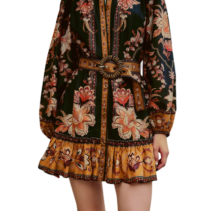 MAJESTIC GARDEN BLACK MINI DRESS