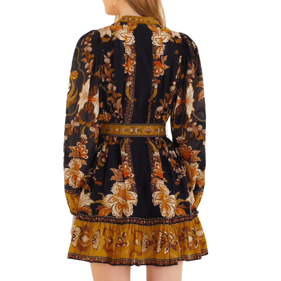 MAJESTIC GARDEN BLACK MINI DRESS