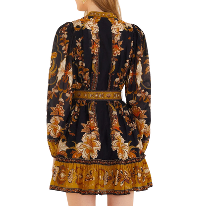 MAJESTIC GARDEN BLACK MINI DRESS