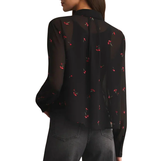 VIVIENNE RIO FLORAL TOP BLACK