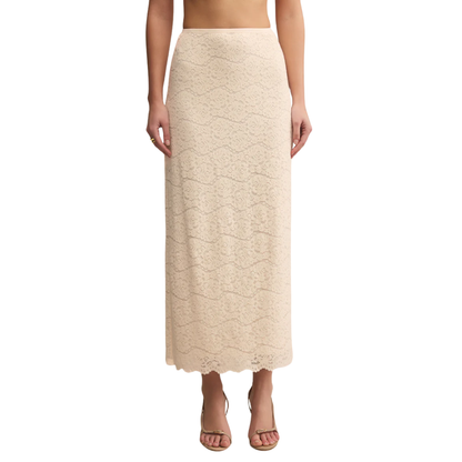 VIA LACE MIDI SKIRT CLOUD