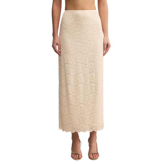 VIA LACE MIDI SKIRT CLOUD