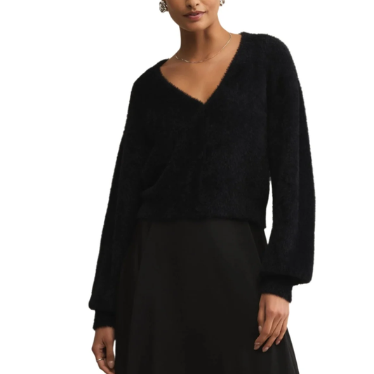 SADIRA FLUFFY CARDIGAN BLACK
