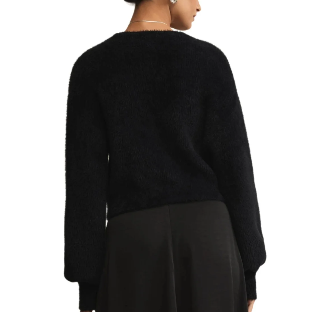 SADIRA FLUFFY CARDIGAN BLACK